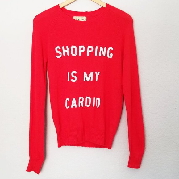 Wildfox White Label Shopping Is My Cardio Red Sweater S Jumper Angora Blend Y2K - Picture 4 of 16